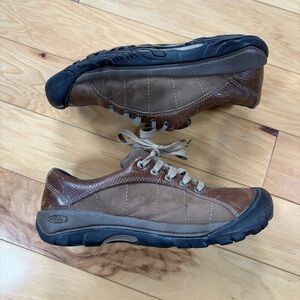 Keen Presidio Hiking Shoes Womens Sz 8 Brown Leather Low Top